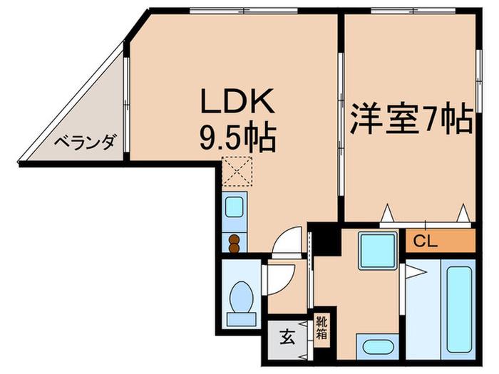 JSけやき通(1LDK/2階)の間取り写真