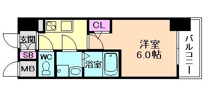 エスリード大阪デュアルゲート(1K/10階)の間取り写真