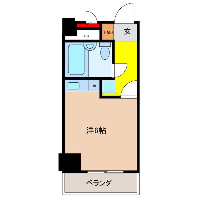 ライオンズマンション靭公園第2(1K/6階)の間取り写真
