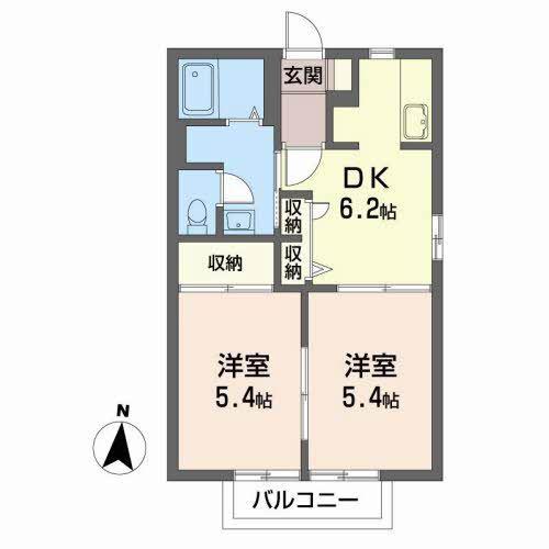 サンローレル(2DK/2階)の間取り写真