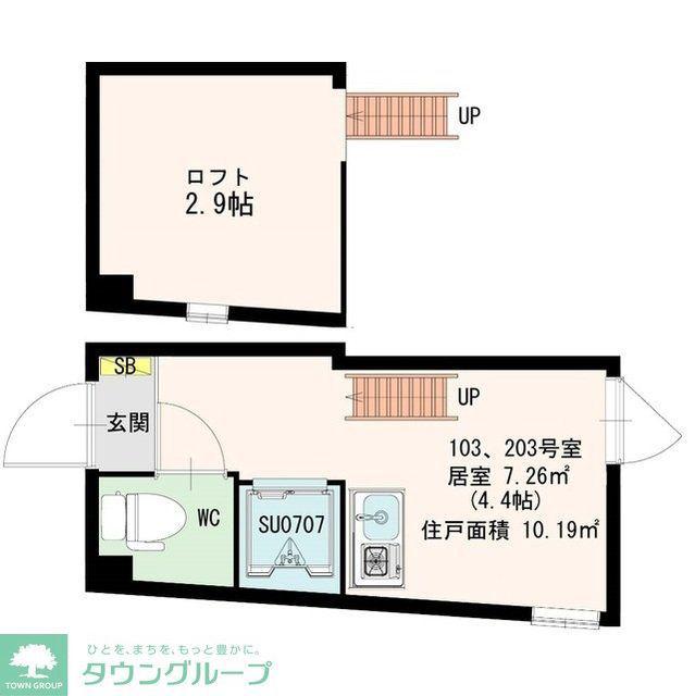 アジュール目黒(ワンルーム/2階)の間取り写真