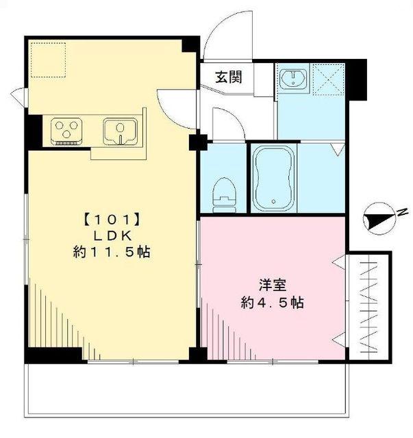 新ビッグガーデン(1LDK/1階)の間取り写真
