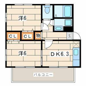 プレセアII(2DK/2階)の間取り写真