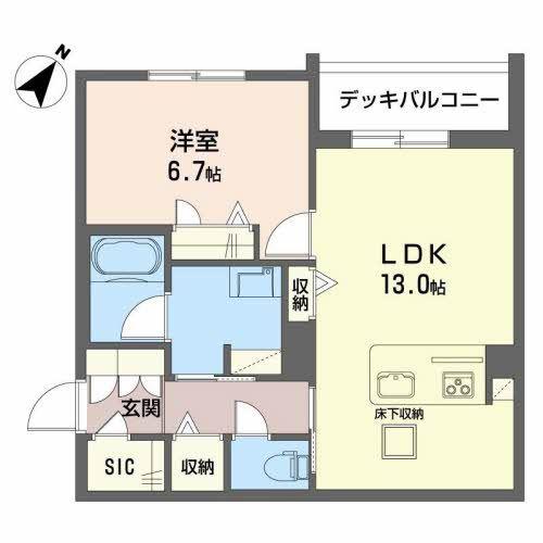 MUMS シャーメゾン学園北(1LDK/1階)の間取り写真