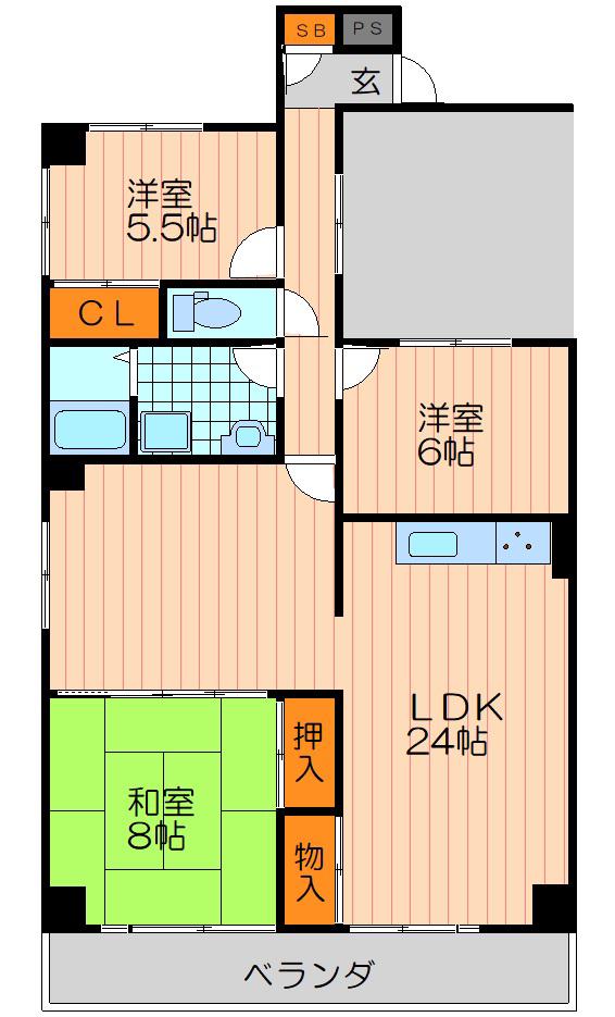 ルミエール万博公園(3LDK/3階)の間取り写真