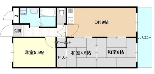 エバーグリーン泉ヶ丘1号館(3LDK/4階)の間取り写真