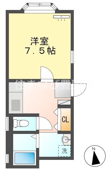 ハイツ昭和町(1K/2階)の間取り写真