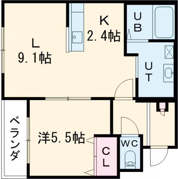 ベリスト(1LDK/1階)の間取り写真
