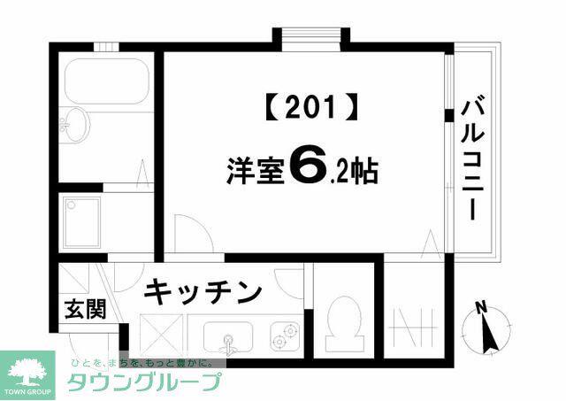 ファインシュテルン(1K/2階)の間取り写真