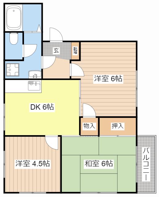 コスモハイツ(3DK/1階)の間取り写真