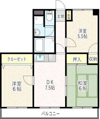 ルミエール神田(3DK/3階)の間取り写真