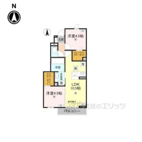 MAHALO膳所本町(2LDK/1階)の間取り写真