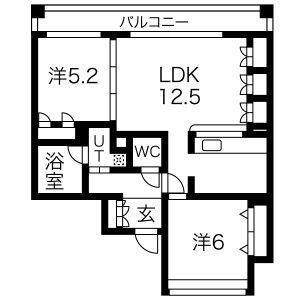 ラピスラズリ・カーサ(2LDK/6階)の間取り写真