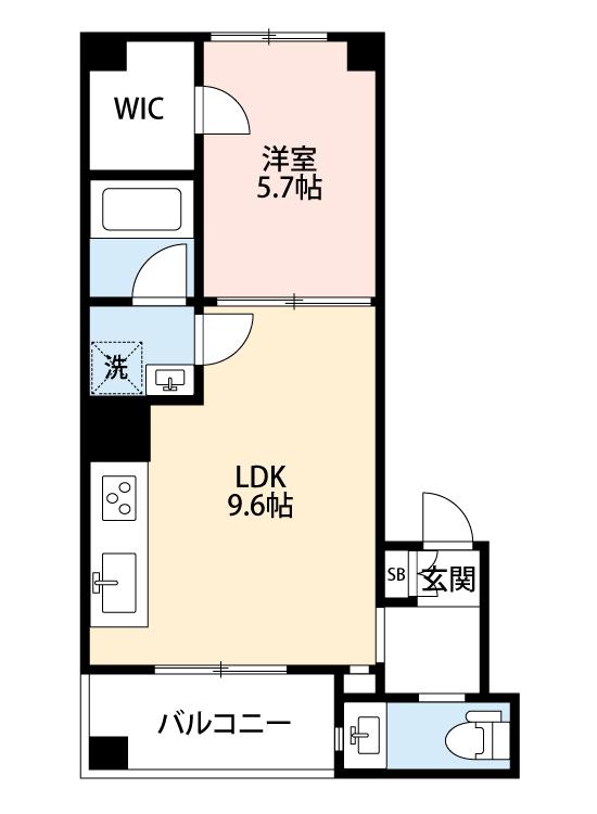 ベルフール吹田(1LDK/3階)の間取り写真