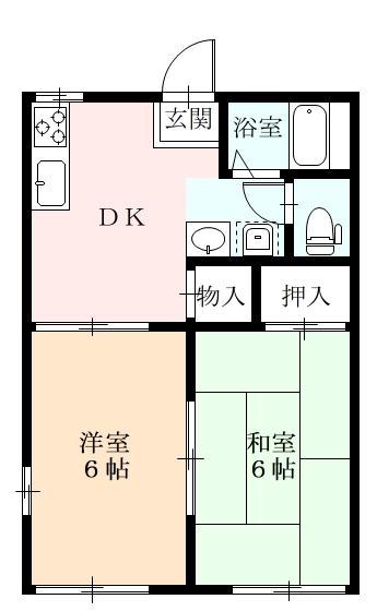 グランドール(2DK/1階)の間取り写真