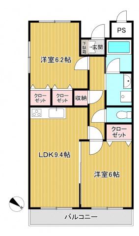 グランシャリオ(2LDK/3階)の間取り写真