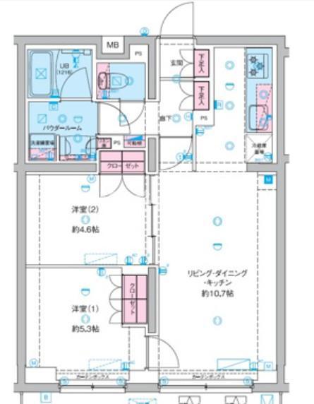 ジェノヴィア竹ノ塚(2LDK/2階)の間取り写真