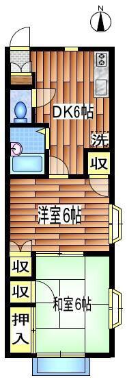 ファミール(2DK/2階)の間取り写真