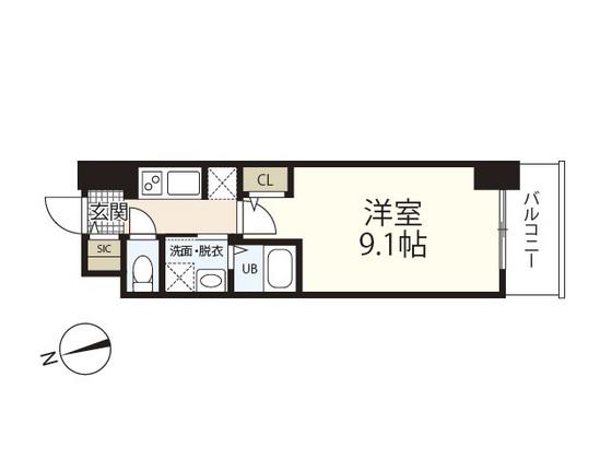 S-RESIDENCE広島駅CLARITY(1K/3階)の間取り写真
