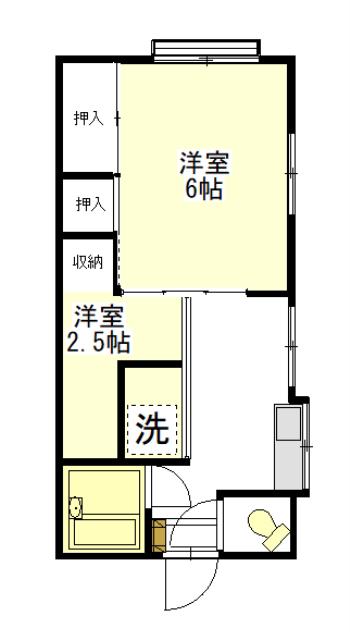 コーポ横松(2K/1階)の間取り写真