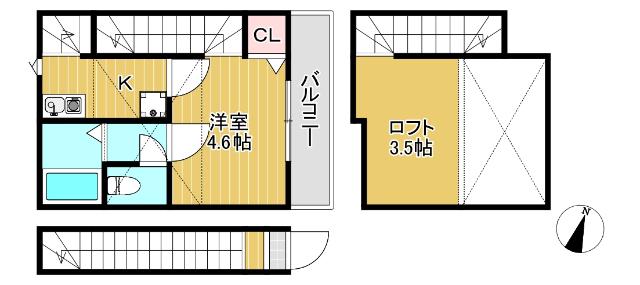 MELDIAひばりヶ丘(1K/2階)の間取り写真