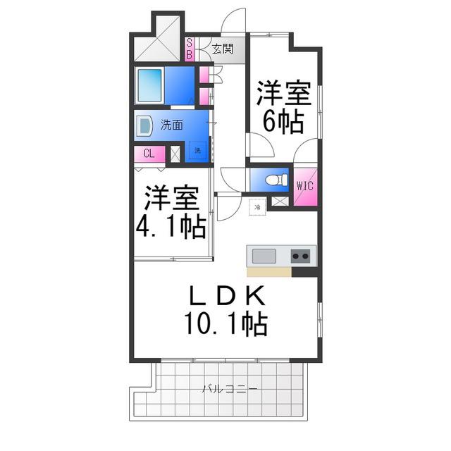 SOPHIA COURT宿院(2LDK/4階)の間取り写真
