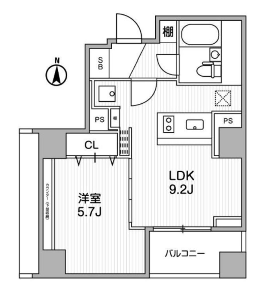 ライトハウス西新宿(1LDK/8階)の間取り写真