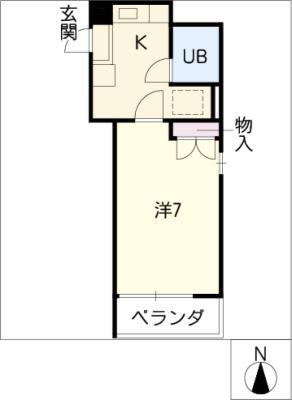キャッスル御器所(1K/1階)の間取り写真