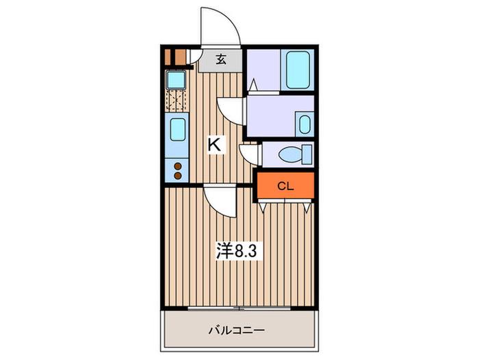 スクエアII(1K/3階)の間取り写真