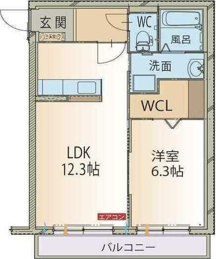 スカイ ハート(1LDK/1階)の間取り写真