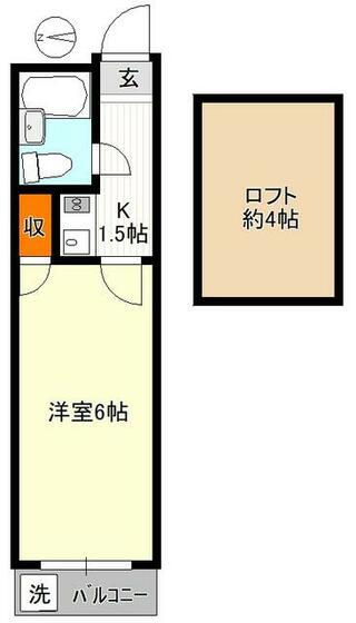 第3ハイツ春野(1K/2階)の間取り写真