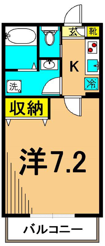 ドミールM.C(1K/1階)の間取り写真