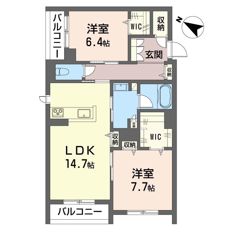 SHM ミア・カーサ ノルテ(2LDK/3階)の間取り写真