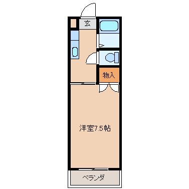 インターハイツ(1K/2階)の間取り写真