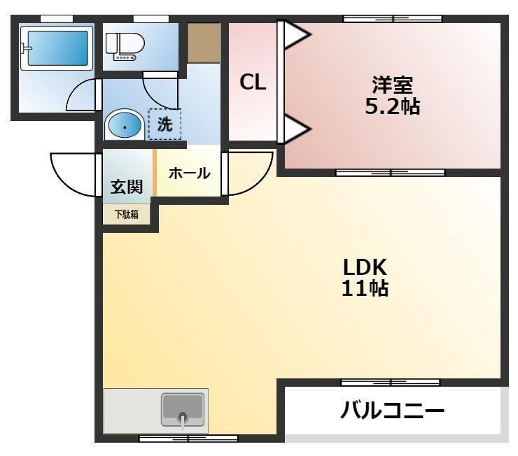 マンション富士(1LDK/2階)の間取り写真