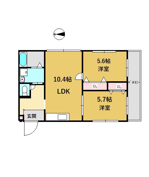 サンステージ高森(2LDK/2階)の間取り写真