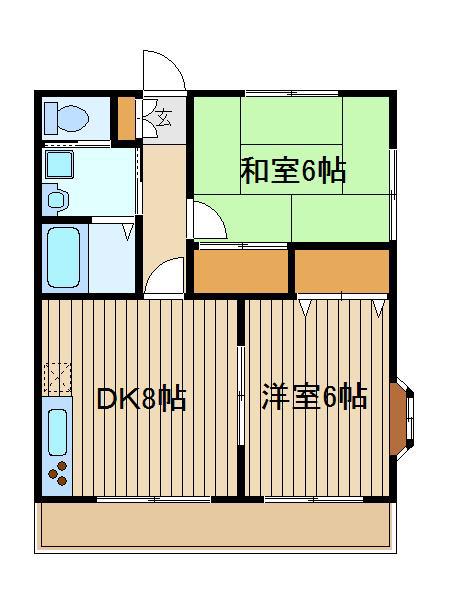 メゾン三原台(2DK/2階)の間取り写真