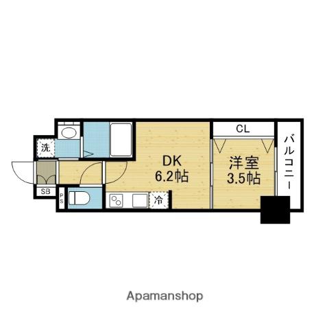 プレリス大阪今里サヴィア(1DK/8階)の間取り写真