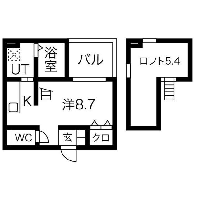 LUCK(1K/1階)の間取り写真