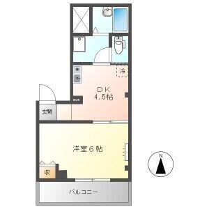 オレンジタウンA(1DK/3階)の間取り写真