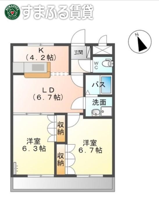 グランチェスタ A棟(2LDK/3階)の間取り写真