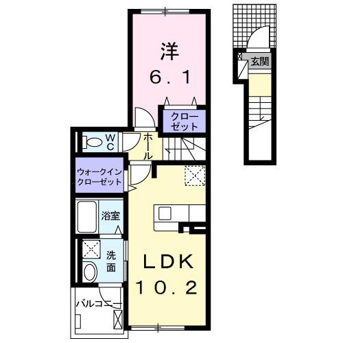 カーサ ミヤビ I(1LDK/2階)の間取り写真