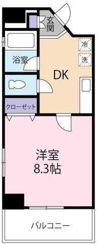 カーサ18(1K/5階)の間取り写真
