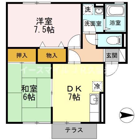アネックスM(2DK/1階)の間取り写真