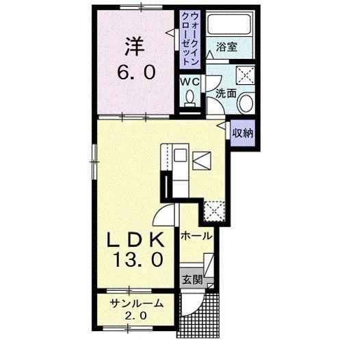 ピュア ライヴ XIII A(1LDK/1階)の間取り写真