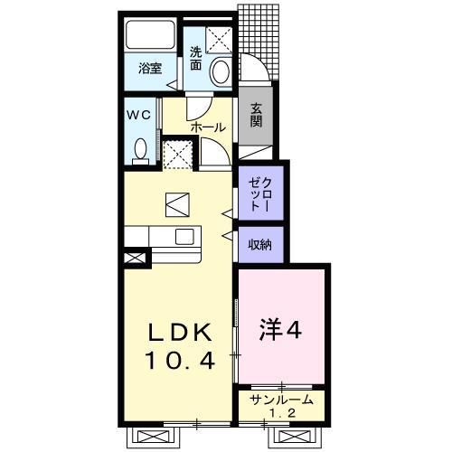 カーサ プラシードTIII(1LDK/1階)の間取り写真
