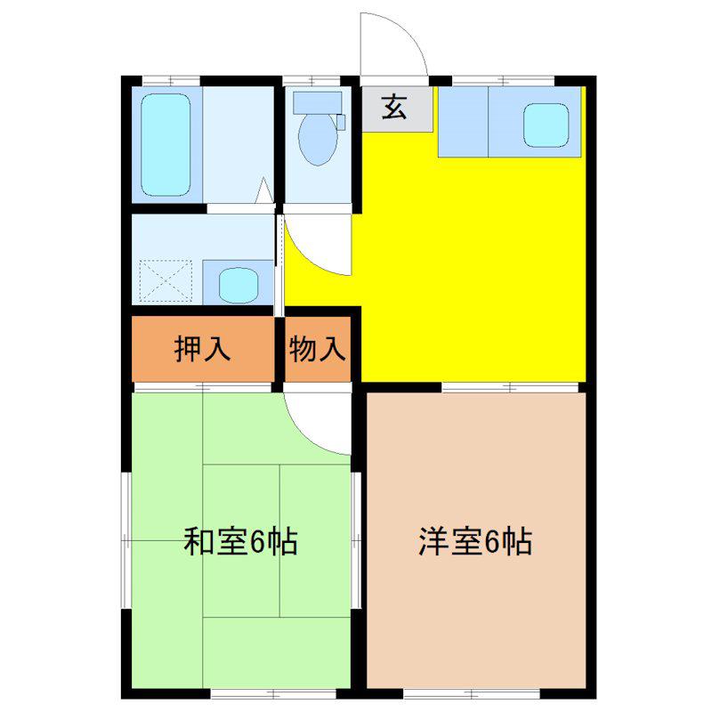 メゾン古城C(2DK/1階)の間取り写真