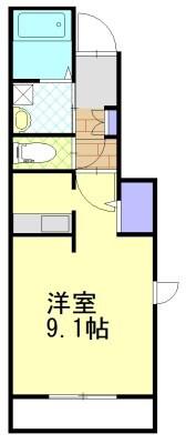 かりんB(1K/1階)の間取り写真