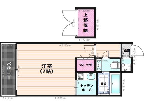 エステートモア高宮エスト(1K/7階)の間取り写真