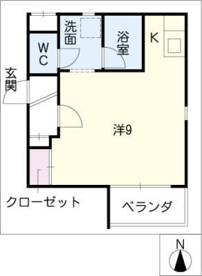 レジデンスカサブランカ(ワンルーム/2階)の間取り写真